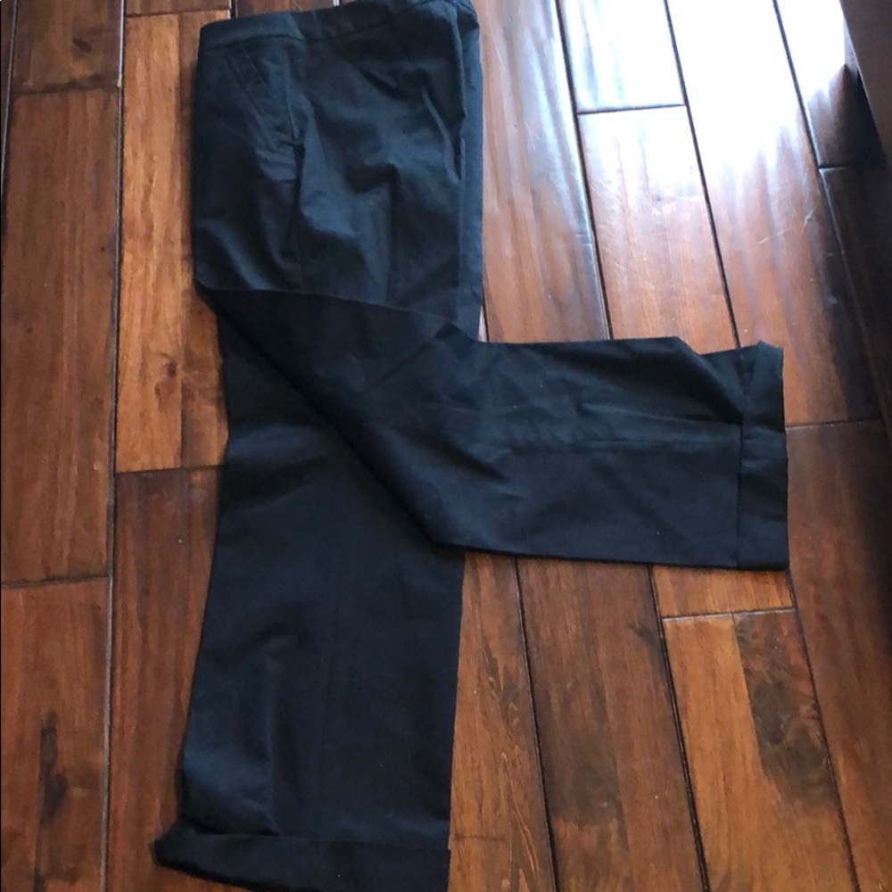 Black wide leg pant cuffs